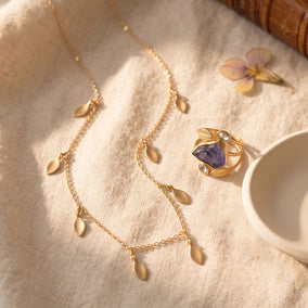 Leaf Your Mark! 14 Karat Gold Plated Jewelry Duo