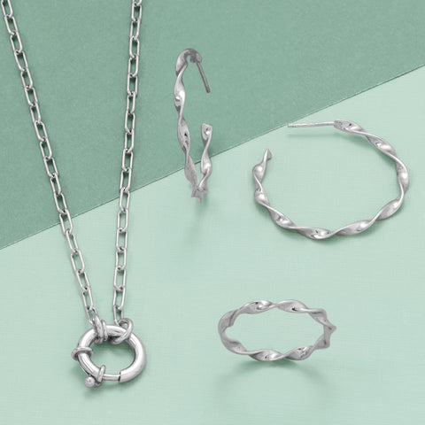 Trendy Twists! Rhodium Plated Jewelry Set