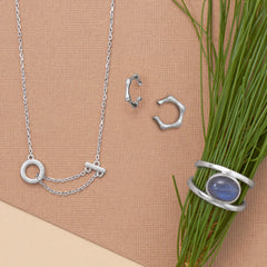 A Pretty Hue and Bamboo! Rhodium Plated Jewelry Set