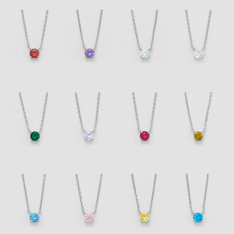 15" + 2" Rhodium Plated Birthstone CZ Set (January-December)