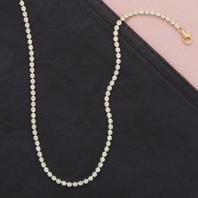15.75" + 2" 14 Karat Gold Plated 3mm CZ Tennis Necklace