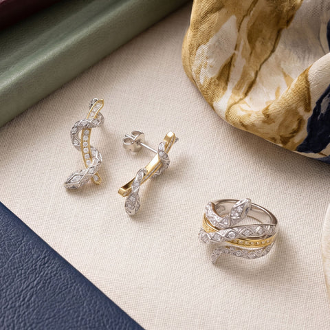 Twist of Fate! Two Tone Jewelry Set