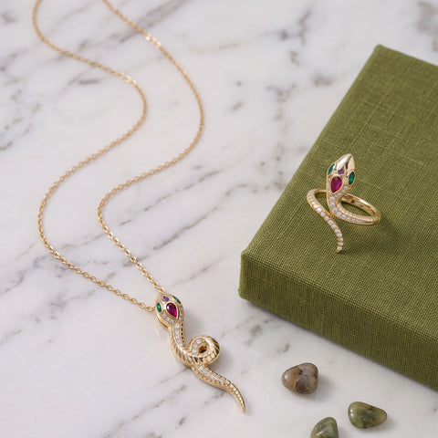 Snake Charmer! 14 Karat Gold Plated Jewelry Set