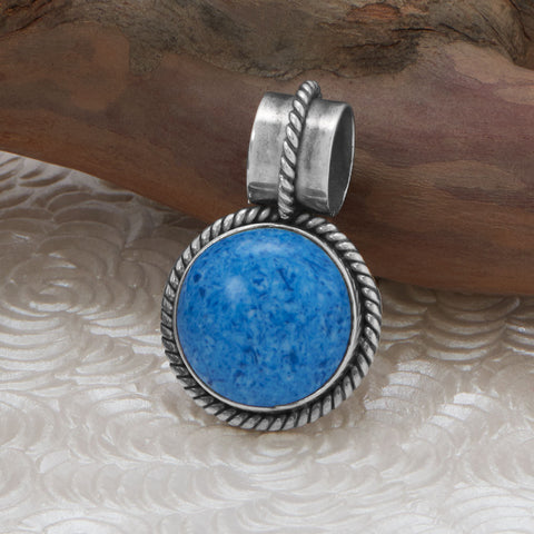 Oxidized Handmade Round Denim Lapis Slide