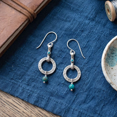Oxidized Turquoise Orbit Drop Earrings