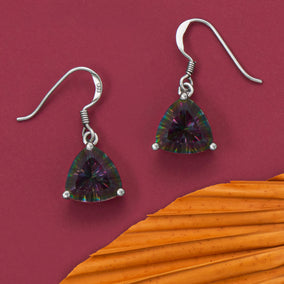Triangle Mystic Topaz French Wire Earrings