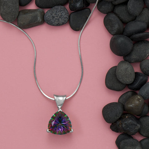 20" Triangle Mystic Topaz Pendant Necklace