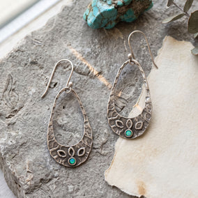 Oxidized Teardrop Opal Drop Earrings