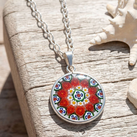 18" Round Italian Millefiori Glass Necklace