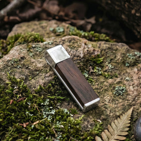 Polished Wood Inlay Rectangle Slide Pendant