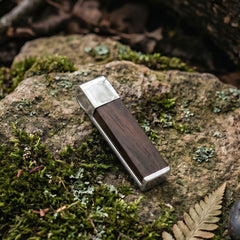 Polished Wood Inlay Rectangle Slide Pendant