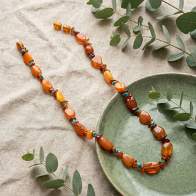 17" Baltic Amber and Turquoise Necklace