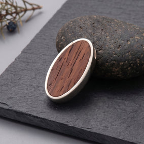 Oval Wood Inlay Slide Pendant