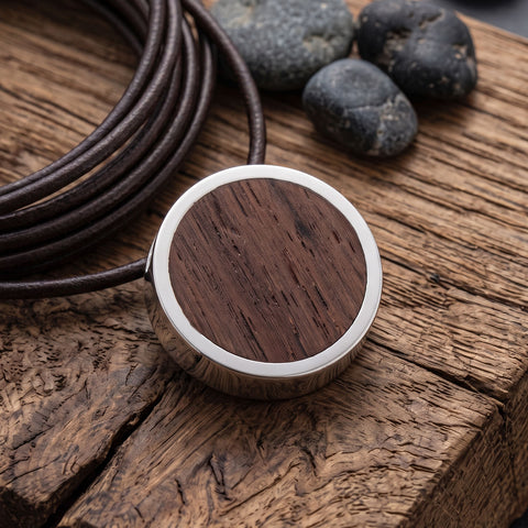 Round Wood Inlay Slide Pendant