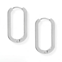 Stainless Steel Oval Square Tube Hoop Earrings