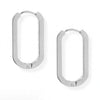Stainless Steel Oval Square Tube Hoop Earrings