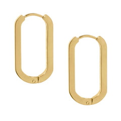 18 Karat Gold PVD Oval Square Tube Hoop Earrings