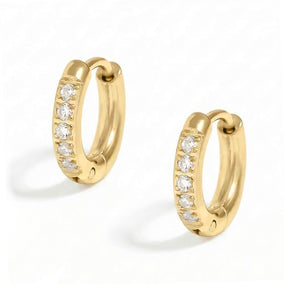 18 Karat Gold PVD CZ Huggie Hoop Earrings