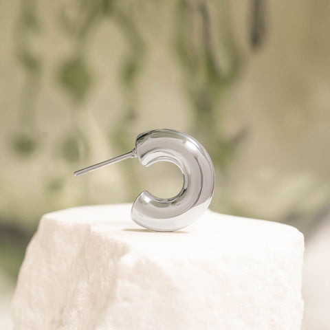 Stainless Steel Chunky Huggie Hoop Earrings