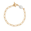 8" Gold Tone Cultured Freshwater Pearl Fashion Toggle Bracelet