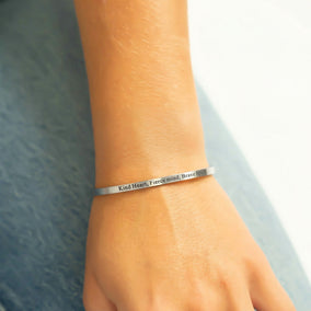Stainless Steel "Kind Heart Fierce Mind" Cuff Bracelet