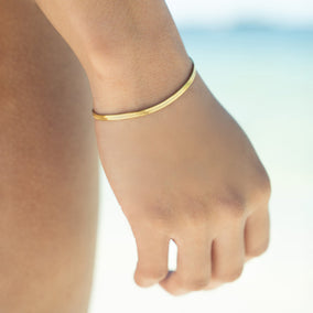 7" 18 Karat Gold PVD 3mm Herringbone Bracelet