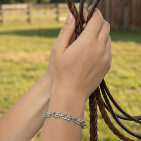 Stainless Steel Horse Bit Hinged Bangle Bracelet