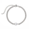 6.5" + 2" Stainless Steel CZ Curb Chain Bracelet