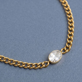 6.5" + 2" 18 Karat Gold PVD Stainless Steel CZ Curb Chain Bracelet