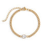 6.5" + 2" 18 Karat Gold PVD Stainless Steel CZ Curb Chain Bracelet