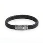 Stainless Steel and Braided Leather Magnetic Clasp Men's Bracelet