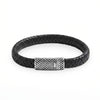 Stainless Steel and Braided Leather Magnetic Clasp Men's Bracelet