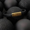 18 Karat Gold PVD Stainless Steel and Braided Leather Magnetic Clasp Men's Bracelet