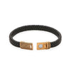 18 Karat Gold PVD Stainless Steel and Braided Leather Magnetic Clasp Men's Bracelet