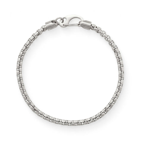 8.5" 4mm Stainless Steel Rounded Box Chain Mens' Bracelet