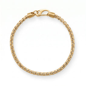 8.5" 4mm 18 Karat Gold PVD Stainless Steel Rounded Box Chain Men's Bracelet