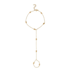7.5" + 1" 18 Karat Gold PVD Stainless Steel Oval Orbit Hand Chain