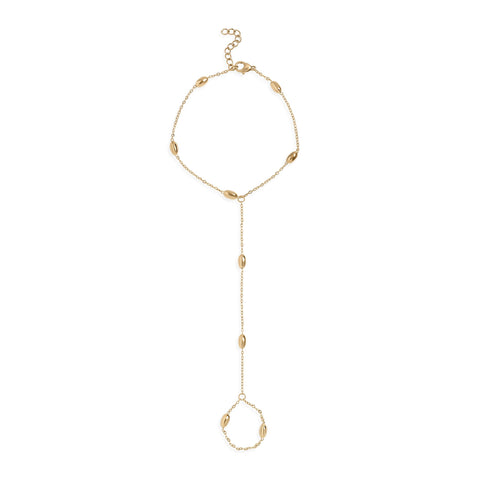 7.5" + 1" 18 Karat Gold PVD Stainless Steel Oval Orbit Hand Chain