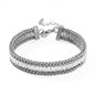 6" + 2" Stainless Steel Baguette CZ Wheat Chain Bracelet