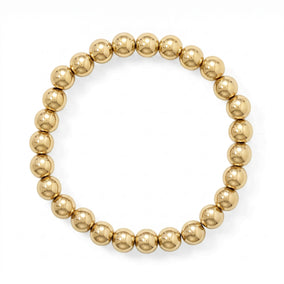 8" 8mm 18 Karat Gold PVD Stainless Steel Bead Stretch Bracelet