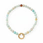7" 18 Karat Gold PVD Stainless Steel Amazonite Inverted Hinge Bracelet