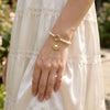 7" 18 Karat Gold PVD Stainless Steel Amazonite Inverted Hinge Bracelet
