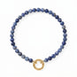 7" 18 Karat Gold PVD Stainless Steel Sodalite Inverted Hinge Bracelet