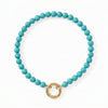 7" 18 Karat Gold PVD Stainless Steel Reconstituted Turquoise Inverted Hinge Bracelet