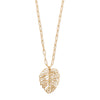 24" + 3" Gold Tone Palm Leaf Fashion Necklace