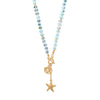 16" Gold Tone Seashell and Starfish Drop Fashion Toggle Necklace