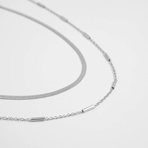 16" + 2" Stainless Steel Satellite Bar Necklace