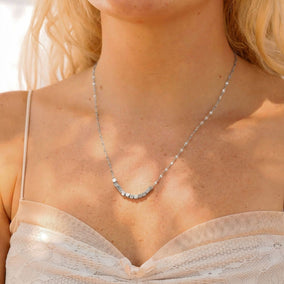 18" + 2" Stainless Steel Brushed Cube Bead Necklace