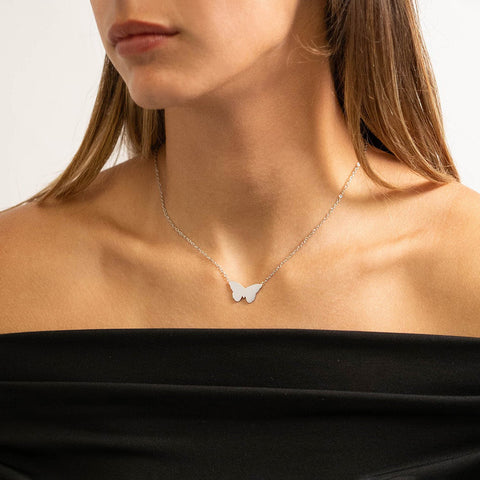 18" + 2" Stainless Steel Butterfly Necklace