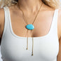 20" + 2" 18 Karat Gold PVD Imitation Turquoise Bolo Necklace